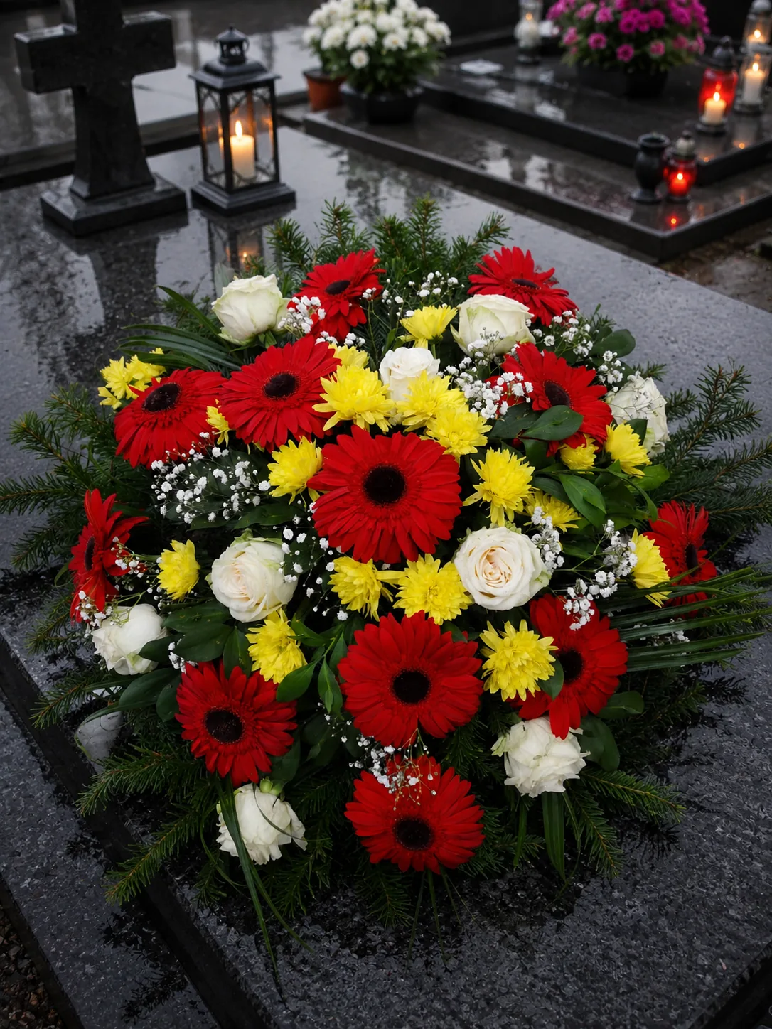 Suza Crveno-žuti miks - cveće za sahrane Beograd - aranžman od ruža, cvećara Beograd i dostava cveća Beograd Suza Crveno-žuti miks - cveće za sahrane Beograd - aranžman od ruža, cvećara Beograd i dostava cveća Beograd
